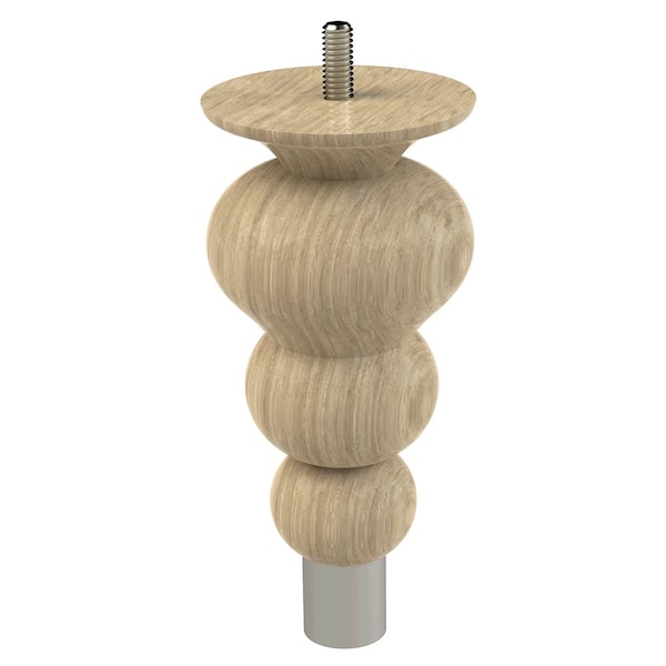 Designs Of Distinction 6" Tipt Toe Bun Foot with bolt and 1" Brushed Aluminum Ferrule - White Oak 01242006WKBA6 - main